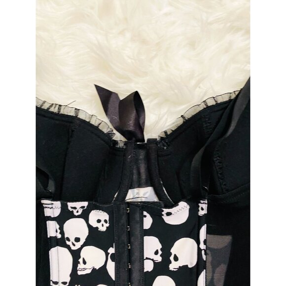 Women's Black and White Skull Corset 36 Small - Picture 6 of 10